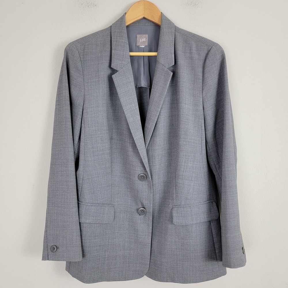 J.Jill Blazer Womens 10 Gray 100% Wool Lightweight Pockets Unstructured READ!